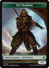 Elf Warrior // Raccoon Doubled-Sided Token [Foundations Tokens] | Rook's Games and More