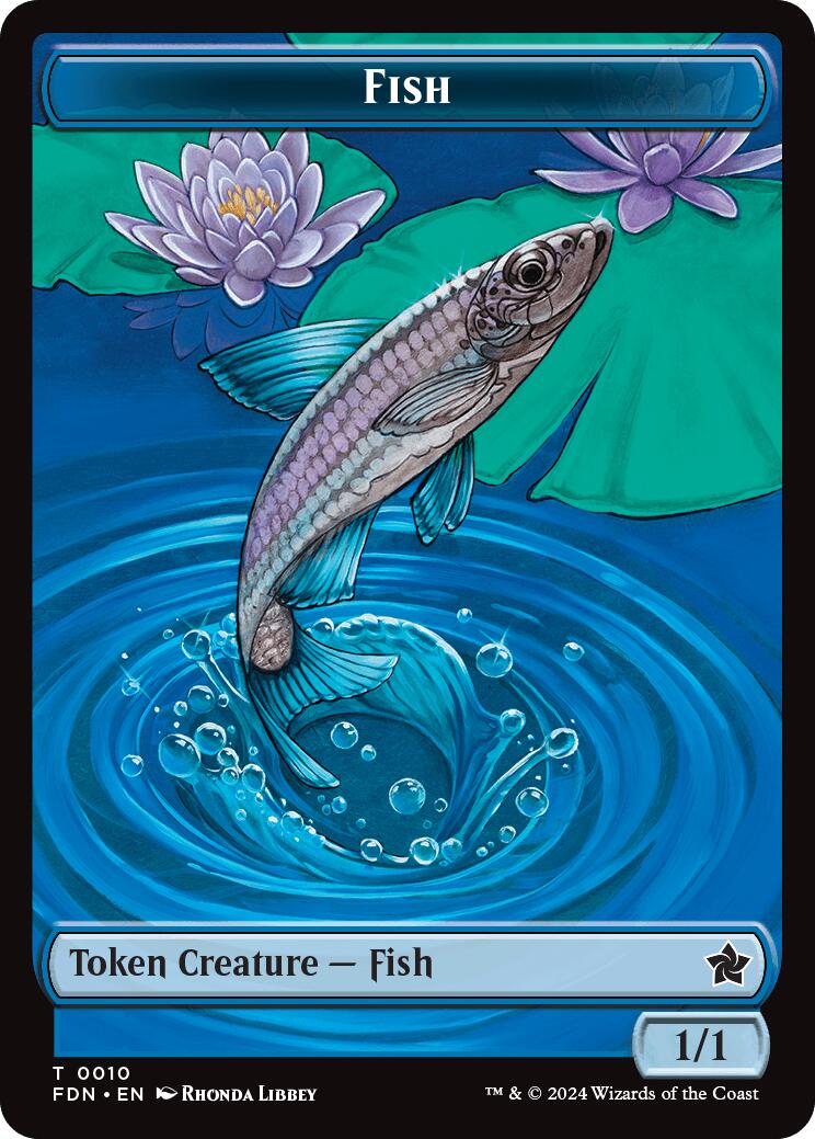 Faerie // Fish Doubled-Sided Token [Foundations Tokens] | Rook's Games and More