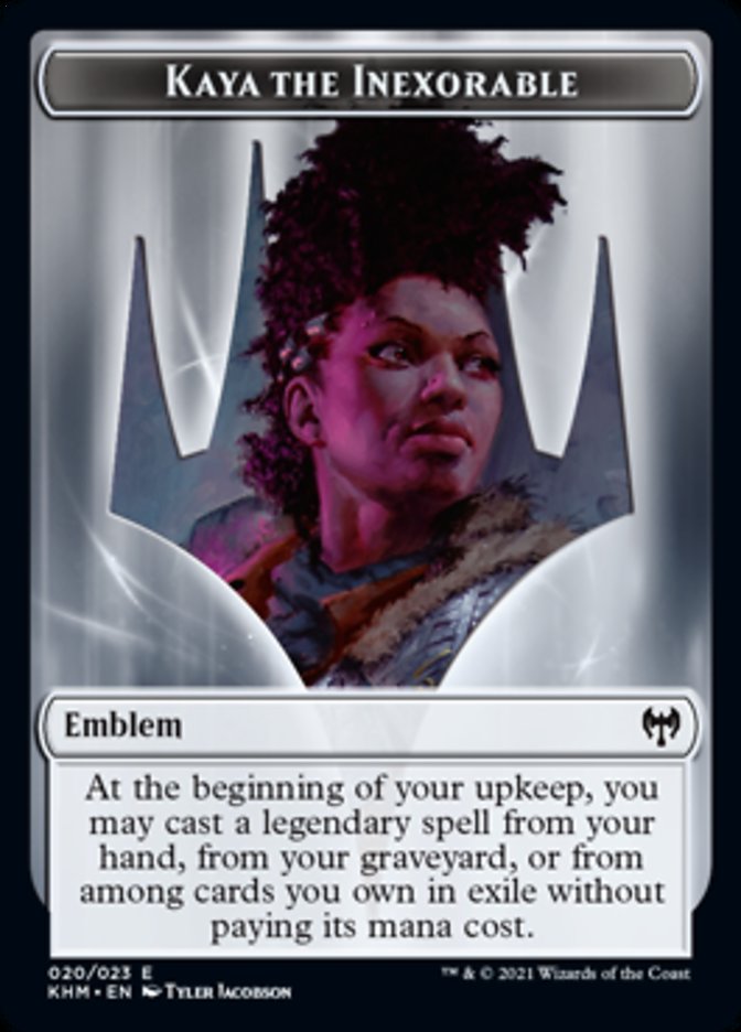 Kaya the Inexorable Emblem [Kaldheim Tokens] | Rook's Games and More