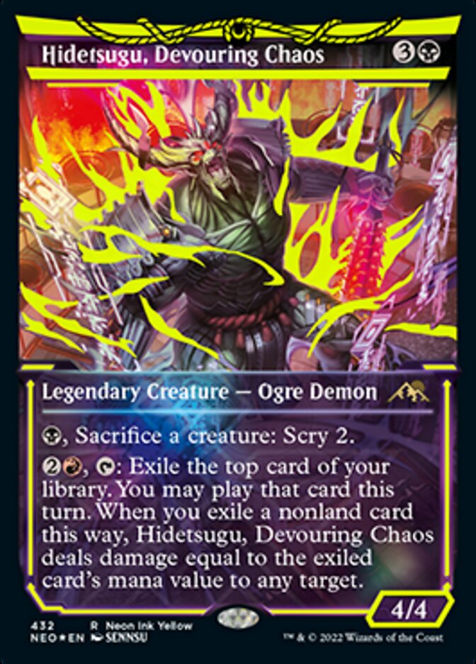 Hidetsugu, Devouring Chaos (Neon Ink Yellow) [Kamigawa: Neon Dynasty] | Rook's Games and More