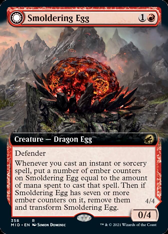 Smoldering Egg // Ashmouth Dragon (Extended Art) [Innistrad: Midnight Hunt] | Rook's Games and More