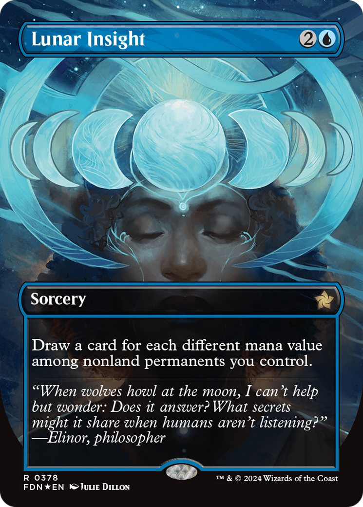 Lunar Insight (Borderless) (Mana Foil) [Foundations] | Rook's Games and More