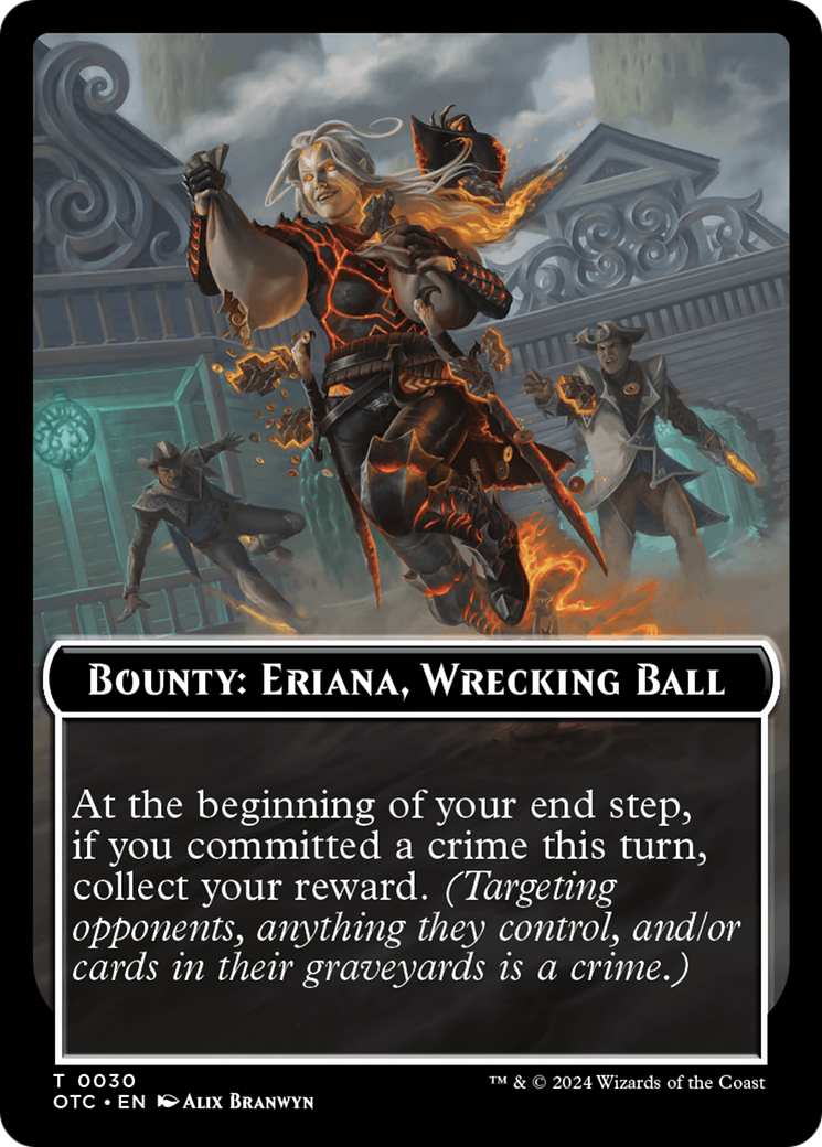 Bounty: Eriana, Wrecking Ball // Bounty Rules Double-Sided Token [Outlaws of Thunder Junction Commander Tokens] | Rook's Games and More