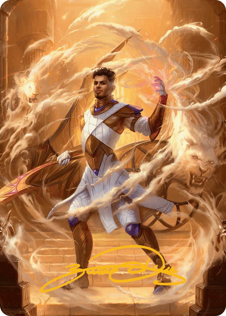 Basri, Tomorrow's Champion Art Card (Gold-Stamped Signature) [Aetherdrift Art Series] | Rook's Games and More