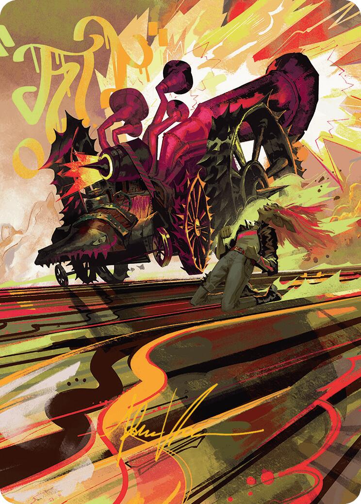 Rocketeer Boostbuggy Art Card (Gold-Stamped Signature) [Aetherdrift Art Series] | Rook's Games and More