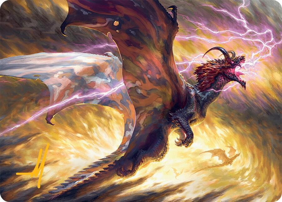 Stormscale Scion Art Card (17/54) (Gold-Stamped Signature) [Tarkir: Dragonstorm Art Series] | Rook's Games and More