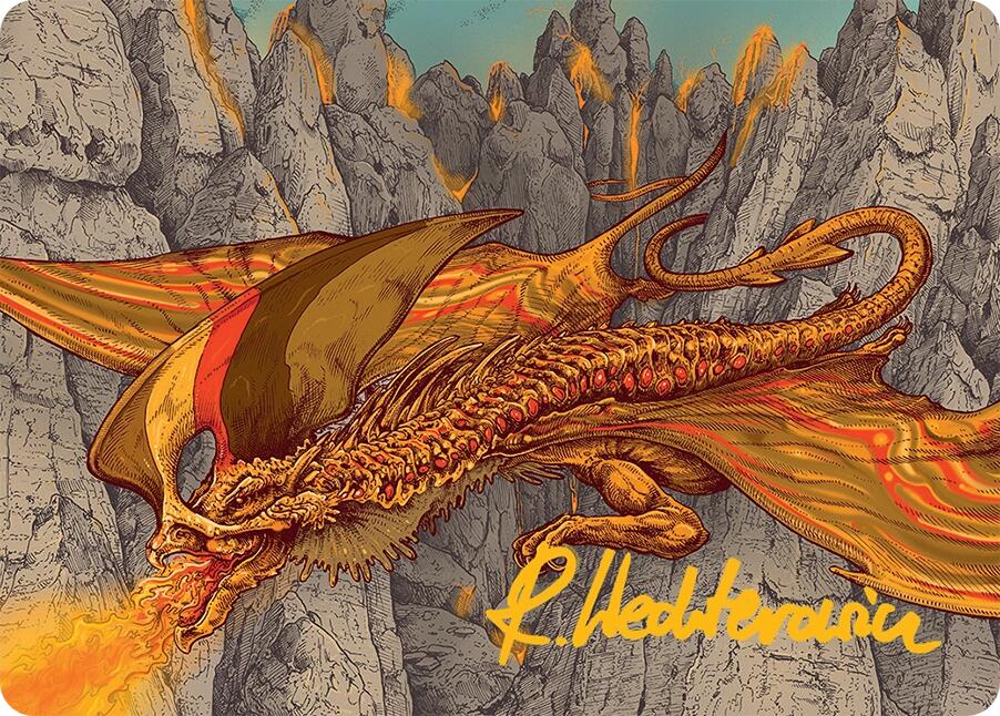 Magmatic Hellkite Art Card (34/54) (Gold-Stamped Signature) [Tarkir: Dragonstorm Art Series] | Rook's Games and More