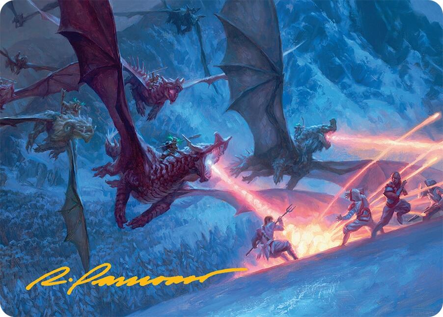 Dragonback Assault Art Card (22/54) (Gold-Stamped Signature) [Tarkir: Dragonstorm Art Series] | Rook's Games and More