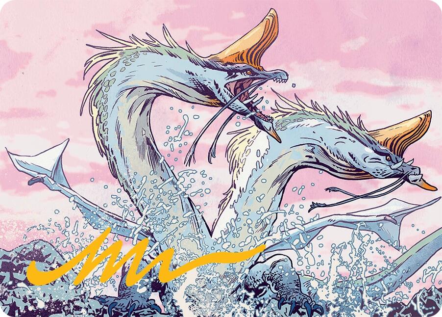 Twinmaw Stormbrood Art Card (39/54) (Gold-Stamped Signature) [Tarkir: Dragonstorm Art Series] | Rook's Games and More