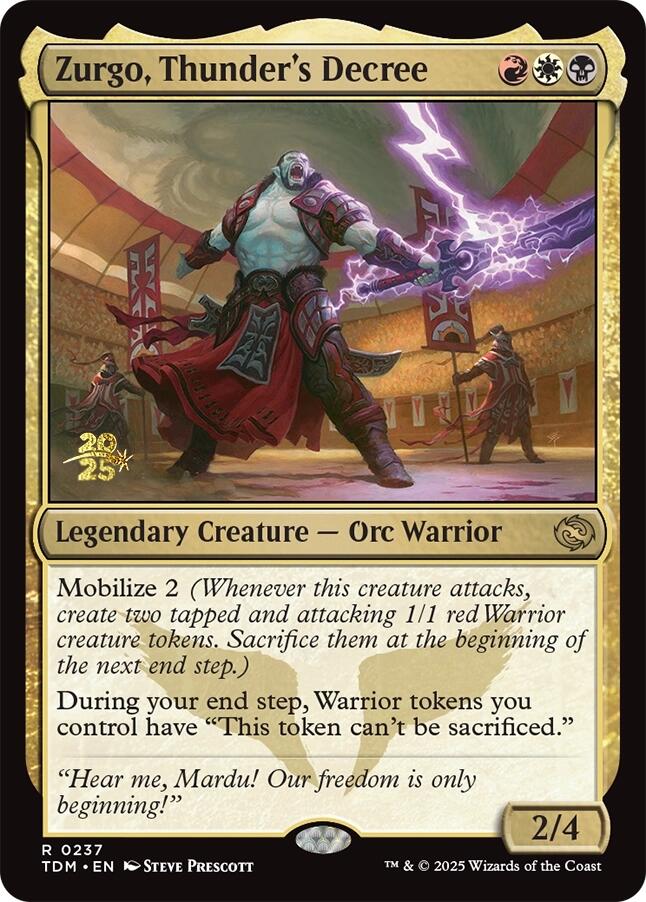 Zurgo, Thunder's Decree [Tarkir: Dragonstorm Prerelease Promos] | Rook's Games and More
