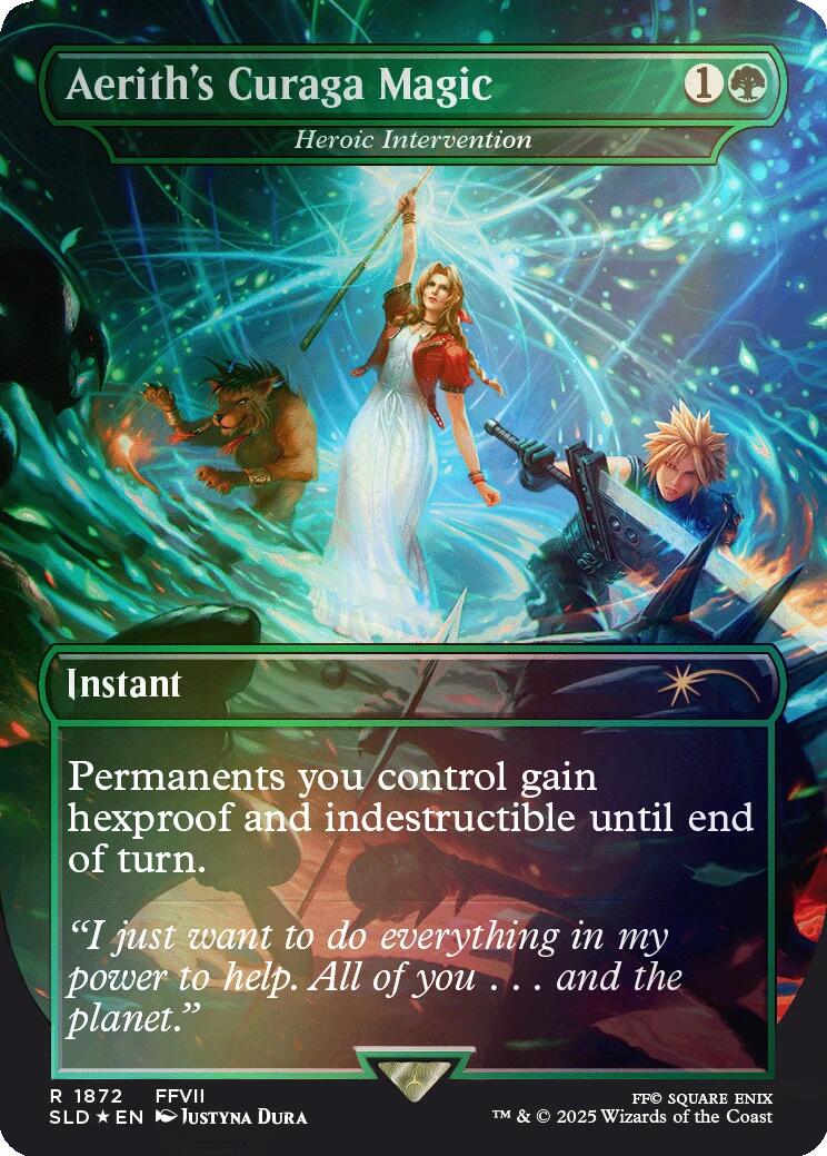 Aerith's Curaga Magic - Heroic Intervention (Rainbow Foil) [Secret Lair Drop Series] | Rook's Games and More