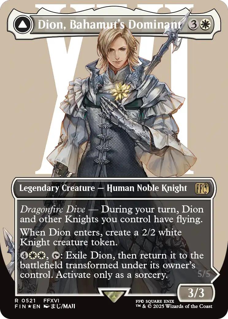Dion, Bahamut's Dominant // Bahamut, Warden of Light (Borderless) (Surge Foil) [FINAL FANTASY] | Rook's Games and More