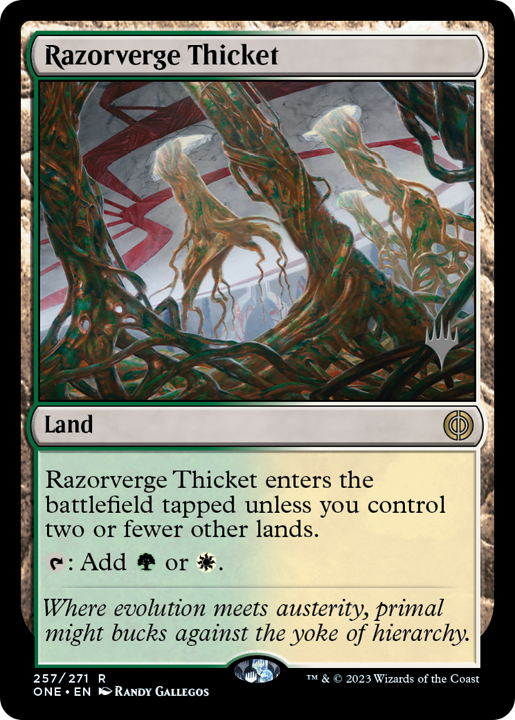 Razorverge Thicket (Promo Pack) [Phyrexia: All Will Be One Promos] | Rook's Games and More