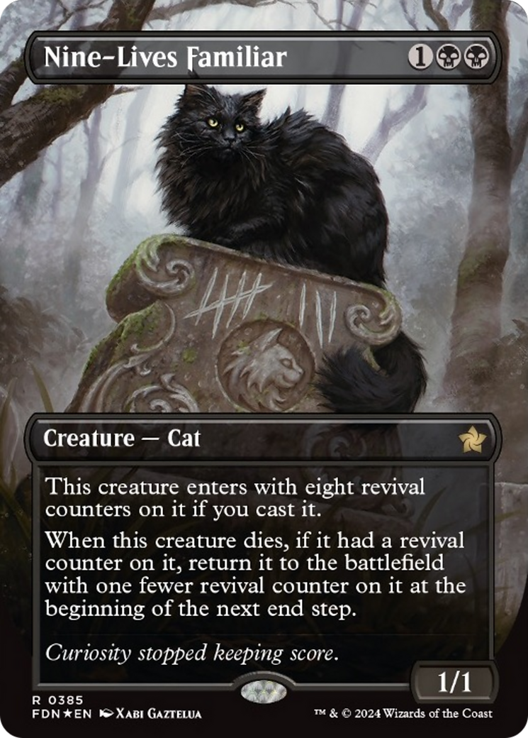 Nine-Lives Familiar (Borderless Mana Foil) [Foundations] | Rook's Games and More