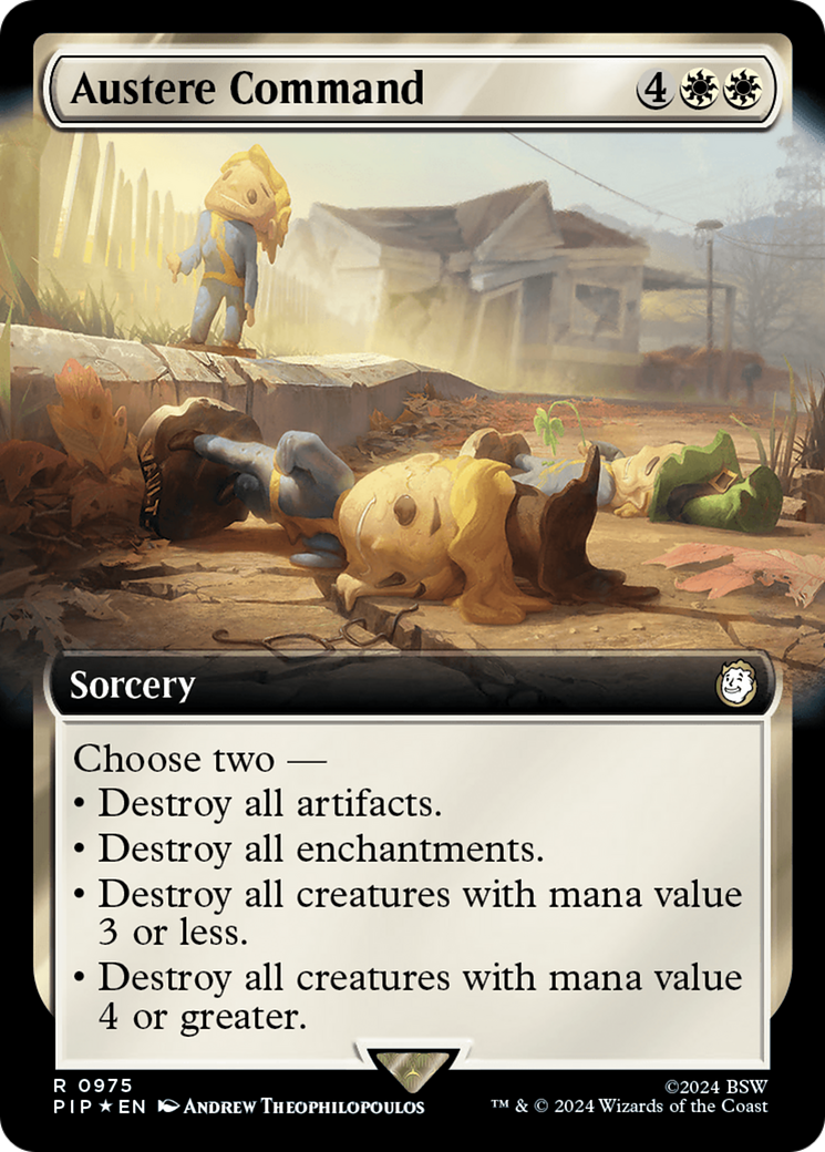 Austere Command (Extended Art) (Surge Foil) [Fallout] | Rook's Games and More