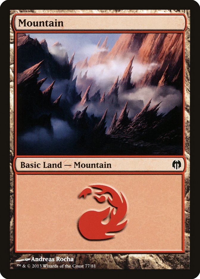 Mountain (77) [Duel Decks: Heroes vs. Monsters] | Rook's Games and More