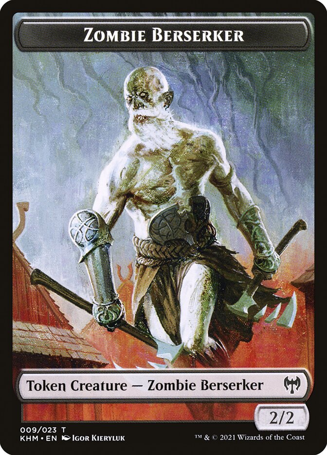 Human Warrior // Zombie Berserker Double-Sided Token [Kaldheim Tokens] | Rook's Games and More