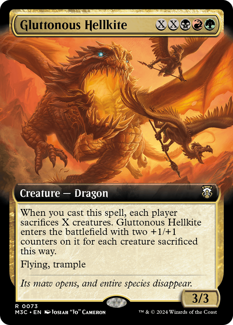 Gluttonous Hellkite (Extended Art) (Ripple Foil) [Modern Horizons 3 Commander] | Rook's Games and More