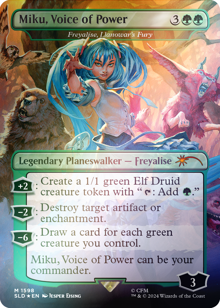 Miku, Voice of Power - Freyalise, Llanowar's Fury (Rainbow Foil) [Secret Lair Drop Series] | Rook's Games and More