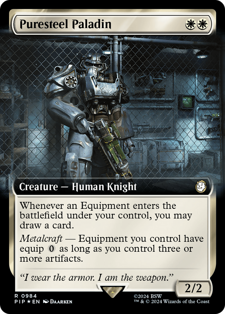 Puresteel Paladin (Extended Art) (Surge Foil) [Fallout] | Rook's Games and More