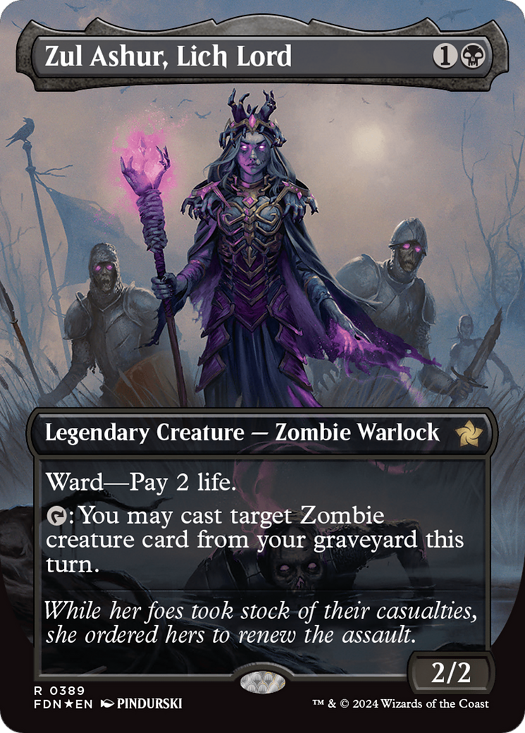 Zul Ashur, Lich Lord (Borderless) (Mana Foil) [Foundations] | Rook's Games and More