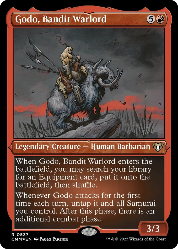 Godo, Bandit Warlord (Foil Etched) [Commander Masters] | Rook's Games and More