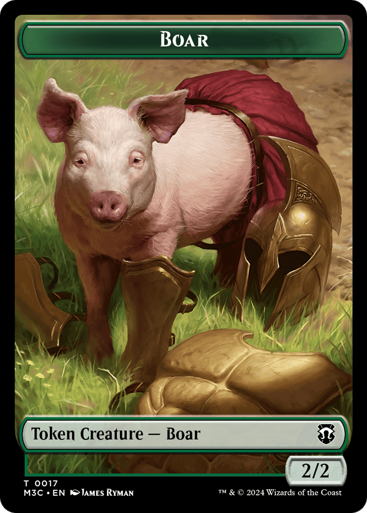 Boar (Ripple Foil) // Forest Dryad Double-Sided Token [Modern Horizons 3 Commander Tokens] | Rook's Games and More