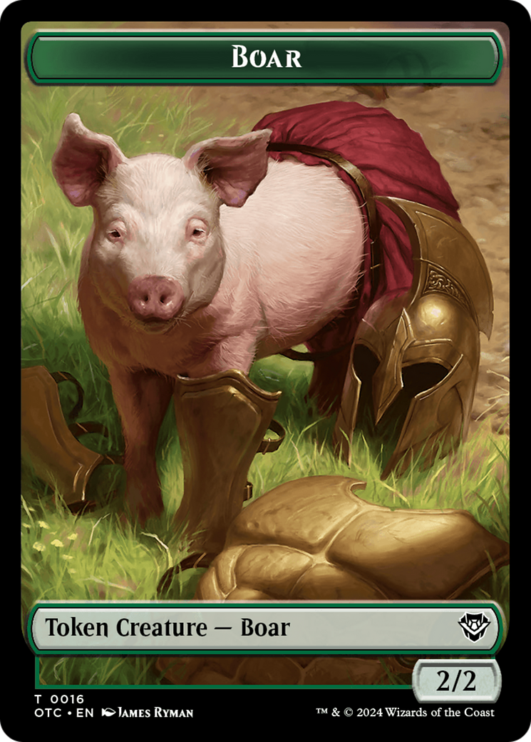 Boar // Manifest Double-Sided Token [Outlaws of Thunder Junction Commander Tokens] | Rook's Games and More