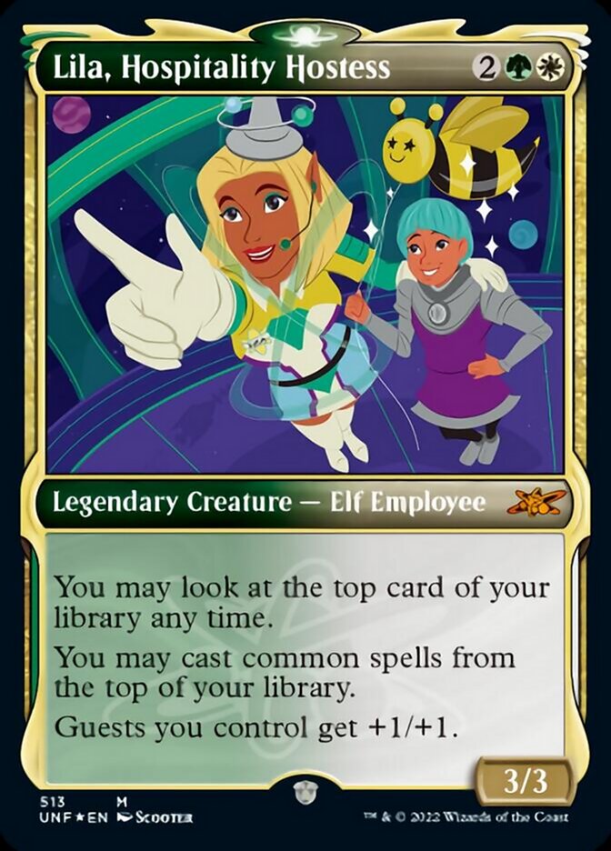 Lila, Hospitality Hostess (Showcase) (Galaxy Foil) [Unfinity] | Rook's Games and More