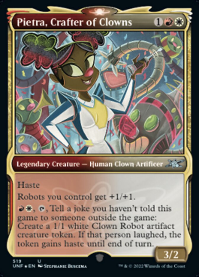 Pietra, Crafter of Clowns (Showcase) (Galaxy Foil) [Unfinity] | Rook's Games and More