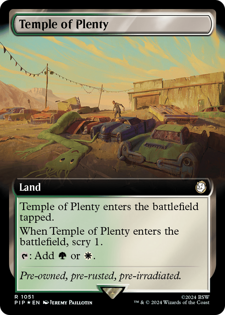 Temple of Plenty (Extended Art) (Surge Foil) [Fallout] | Rook's Games and More