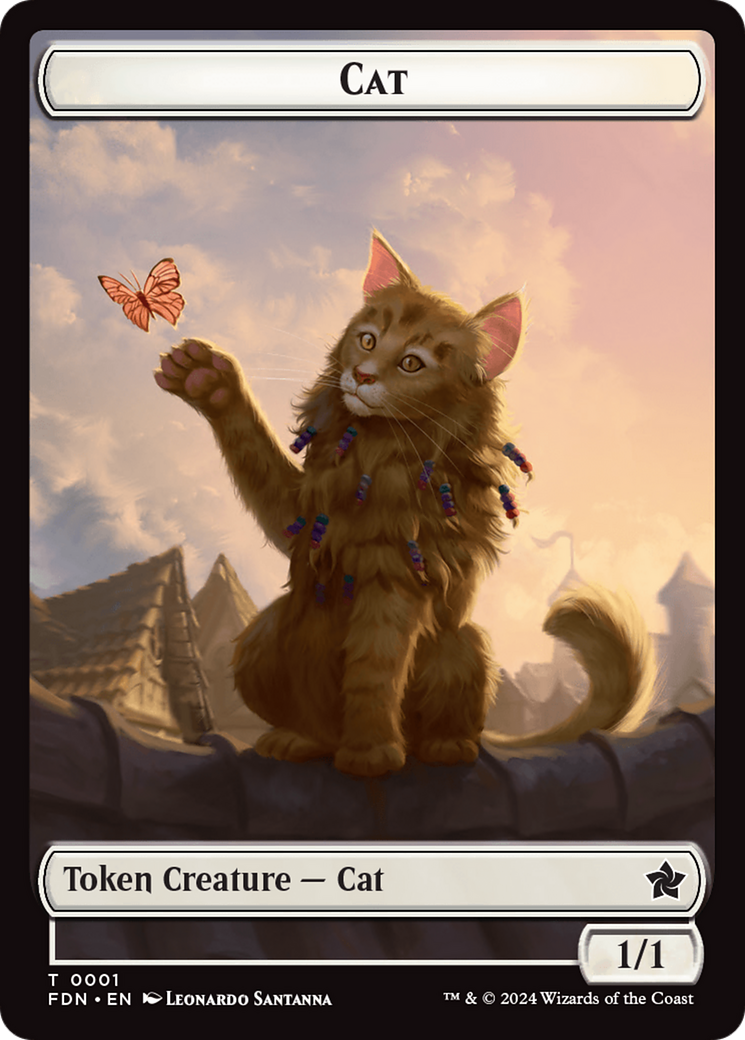 Cat (0001) // Cat (0002) Doubled-Sided Token [Foundations Tokens] | Rook's Games and More