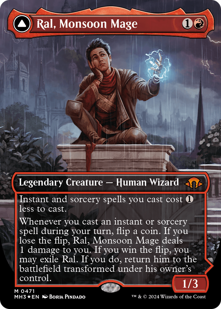 Ral, Monsoon Mage // Ral, Leyline Prodigy (Borderless) (Textured Foil) [Modern Horizons 3] | Rook's Games and More