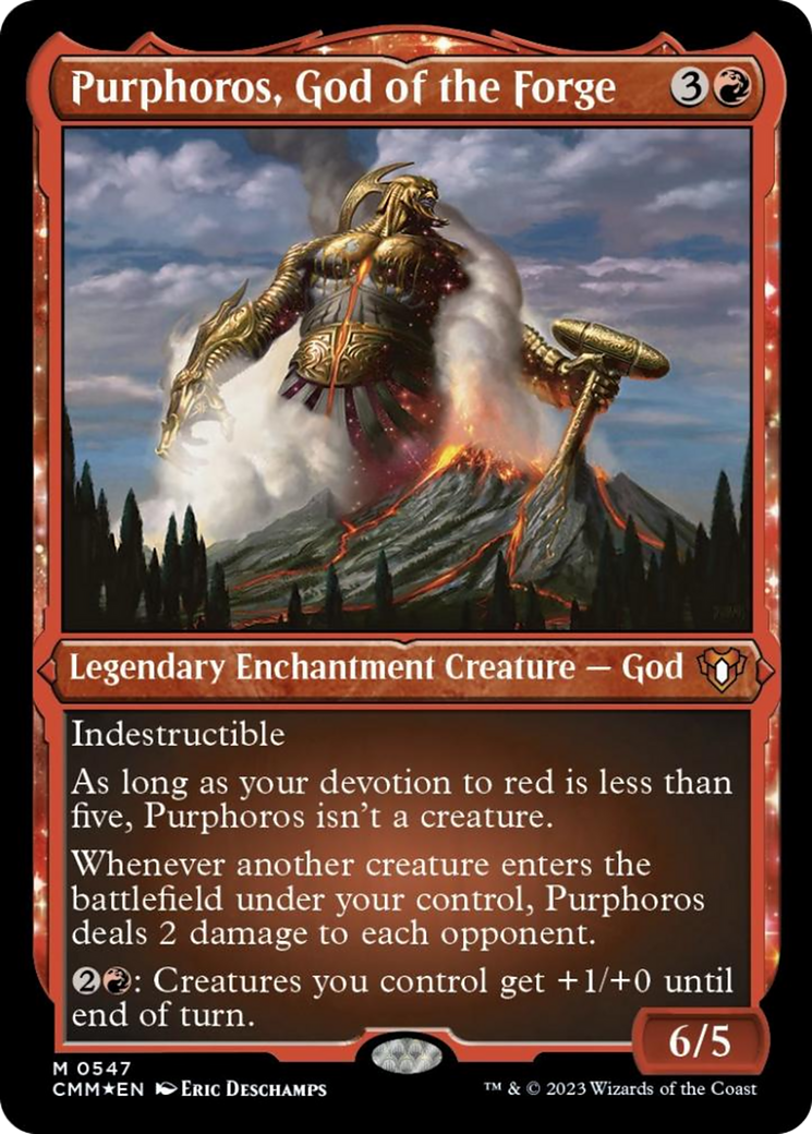 Purphoros, God of the Forge (Foil Etched) [Commander Masters] | Rook's Games and More