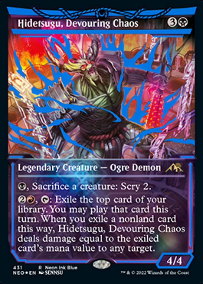 Hidetsugu, Devouring Chaos (Neon Ink Blue) [Kamigawa: Neon Dynasty] | Rook's Games and More