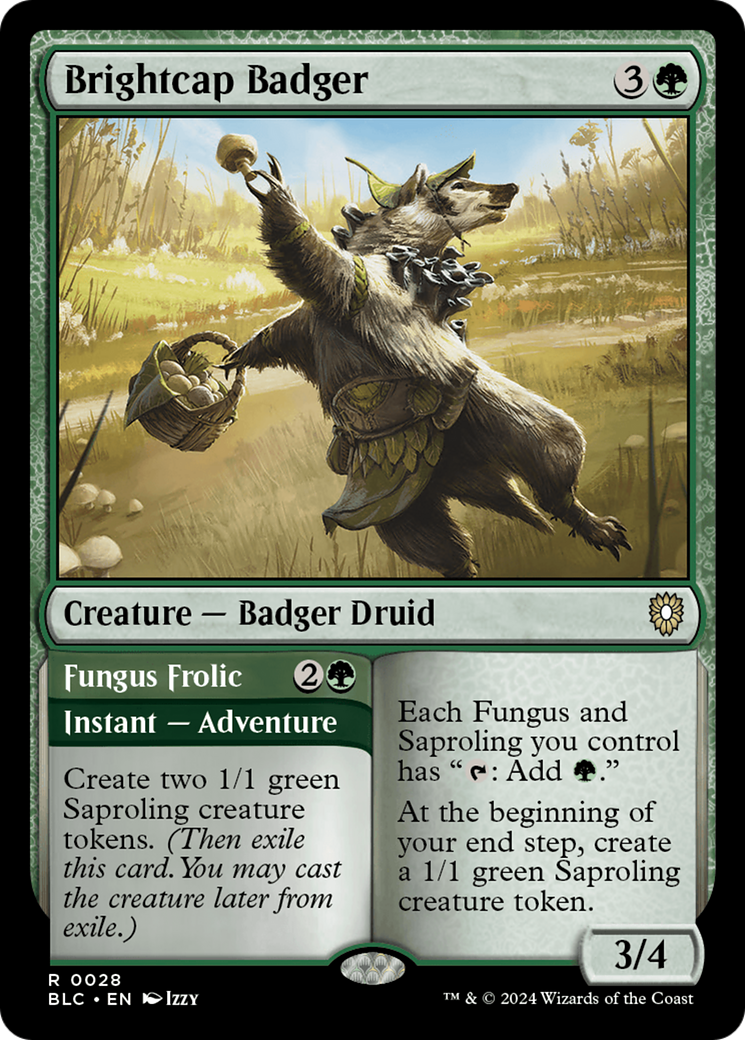 Brightcap Badger // Fungus Frolic [Bloomburrow Commander] | Rook's Games and More