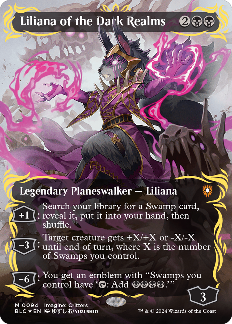 Liliana of the Dark Realms (Borderless) (Raised Foil) [Bloomburrow Commander] | Rook's Games and More