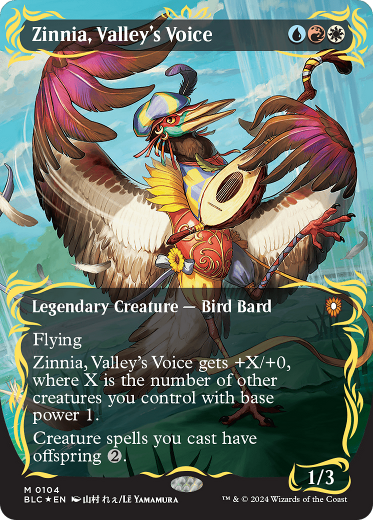 Zinnia, Valley's Voice (Borderless) (Raised Foil) [Bloomburrow Commander] | Rook's Games and More