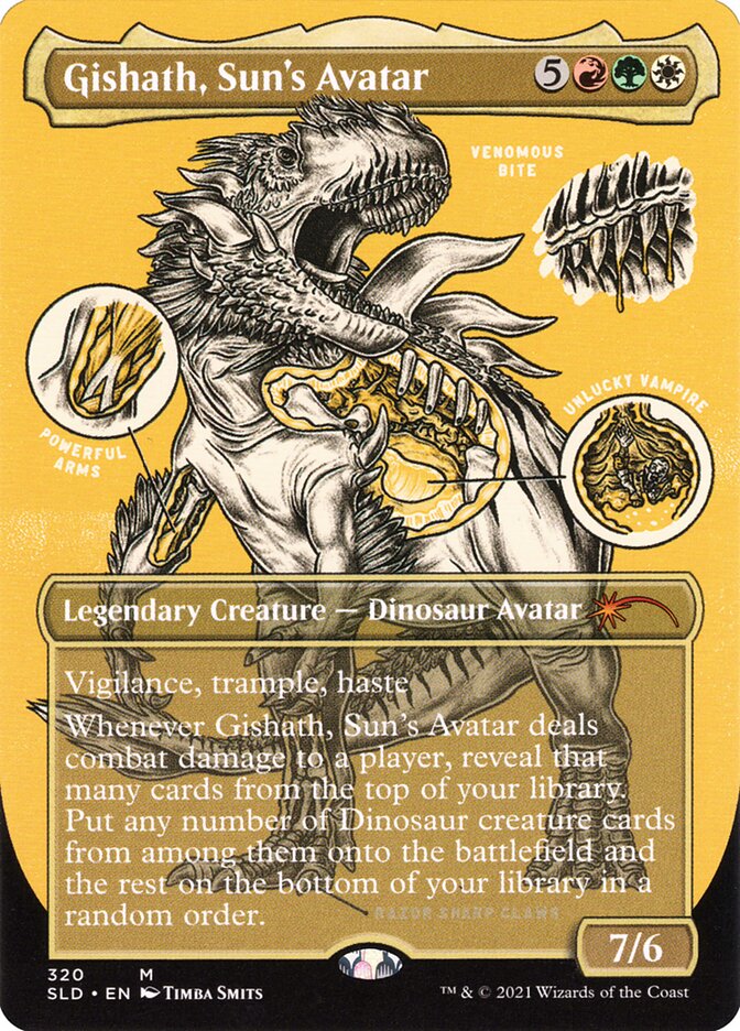 Gishath, Sun's Avatar (Borderless Foil Etched) [Secret Lair Drop Series] | Rook's Games and More