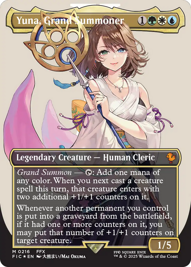 Yuna, Grand Summoner (Borderless) (Surge Foil) [FINAL FANTASY Commander] | Rook's Games and More
