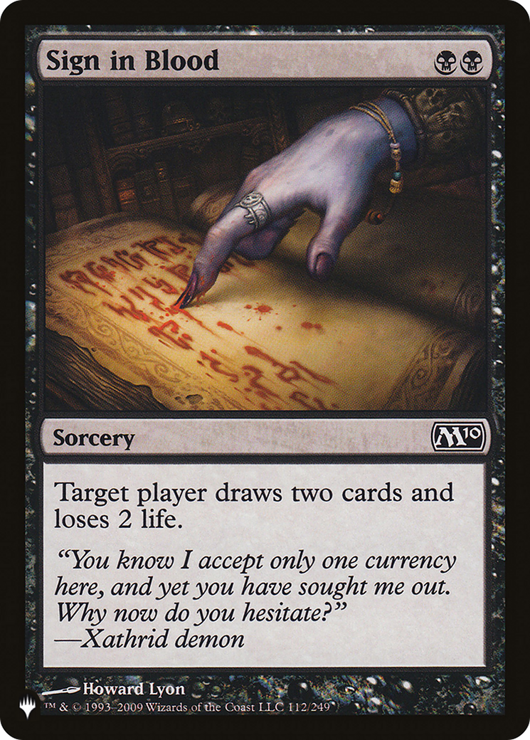 Sign in Blood (M10) [The List Reprints] | Rook's Games and More