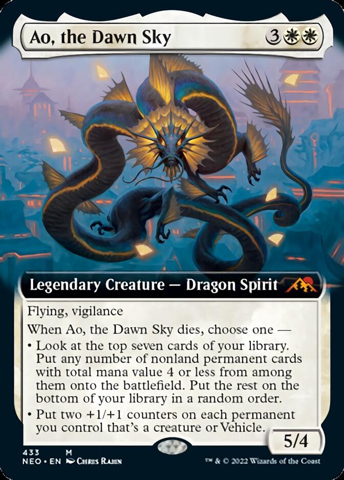 Ao, the Dawn Sky (Extended Art) [Kamigawa: Neon Dynasty] | Rook's Games and More