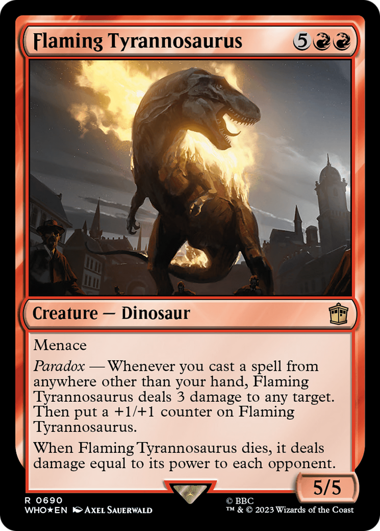 Flaming Tyrannosaurus (Surge Foil) [Doctor Who] | Rook's Games and More