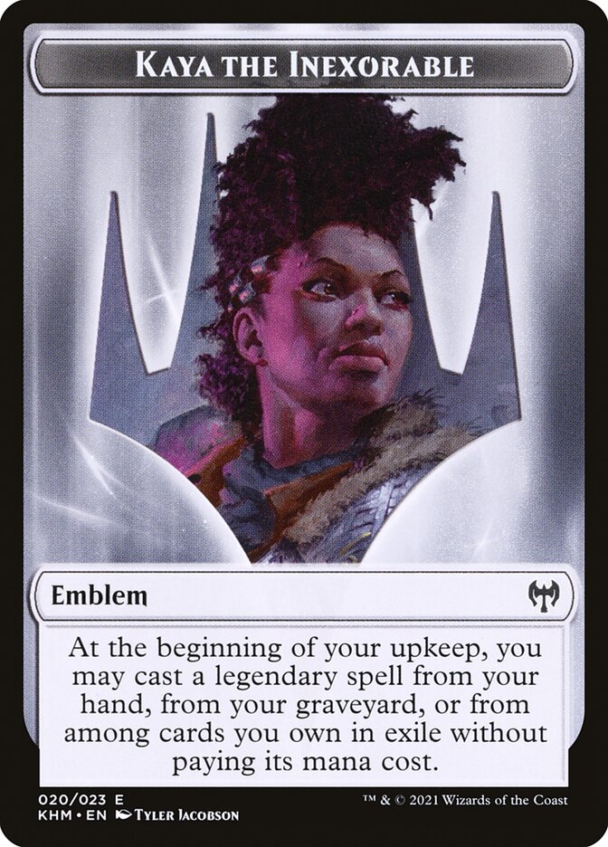 Human Warrior // Kaya, the Inexorable Emblem Double-Sided Token [Kaldheim Tokens] | Rook's Games and More