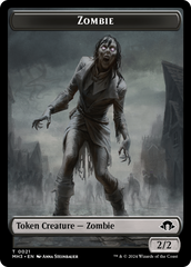 Zombie (Ripple Foil) // Elephant Double-Sided Token [Modern Horizons 3 Commander Tokens] | Rook's Games and More