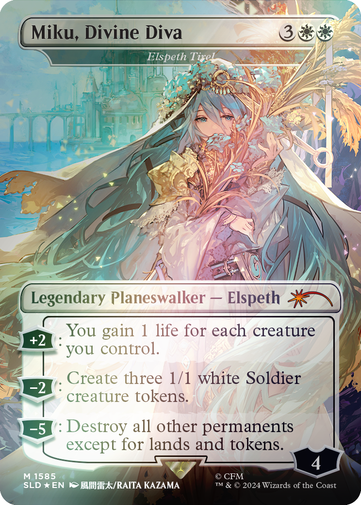 Miku, Divine Diva - Elspeth Tirel (Rainbow Foil) [Secret Lair Drop Series] | Rook's Games and More