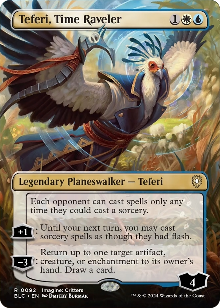 Teferi, Time Raveler (Borderless) [Bloomburrow Commander] | Rook's Games and More