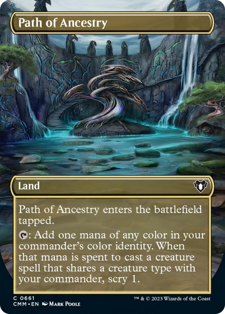 Path of Ancestry (Borderless Alternate Art) [Commander Masters] | Rook's Games and More