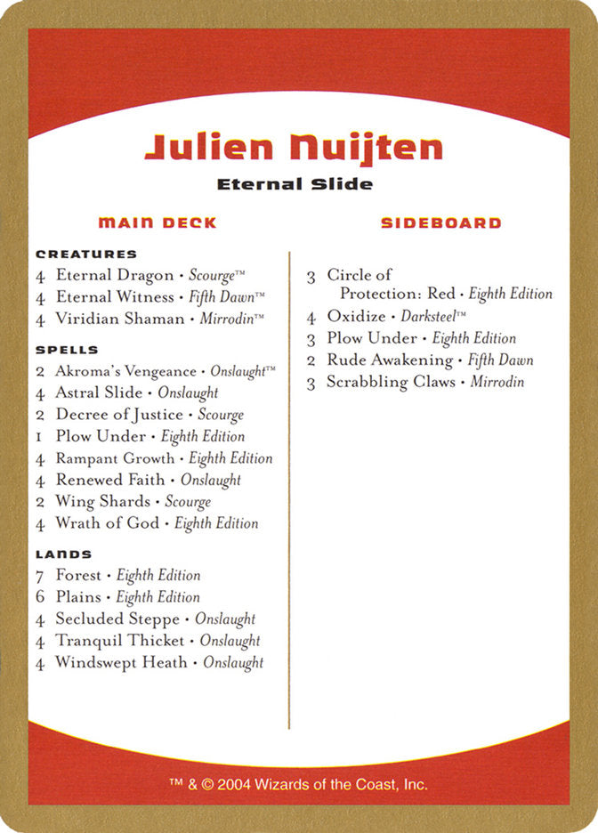 Julien Nuijten Decklist [World Championship Decks 2004] | Rook's Games and More
