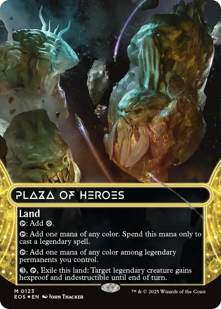 Plaza of Heroes (0123) (Borderless) (Galaxy Foil) [Edge of Eternities: Stellar Sights] | Rook's Games and More